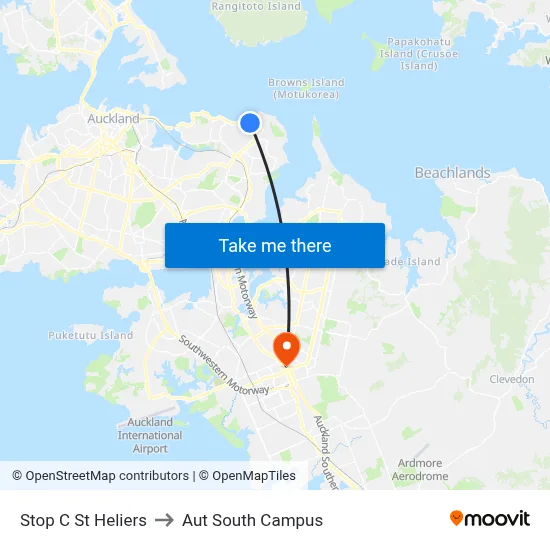 Stop C St Heliers to Aut South Campus map