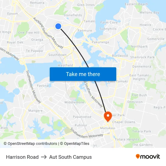 Harrison Road to Aut South Campus map