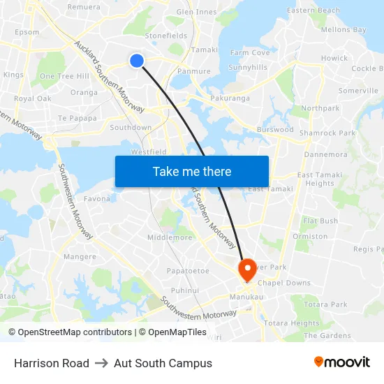 Harrison Road to Aut South Campus map