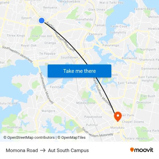Momona Road to Aut South Campus map