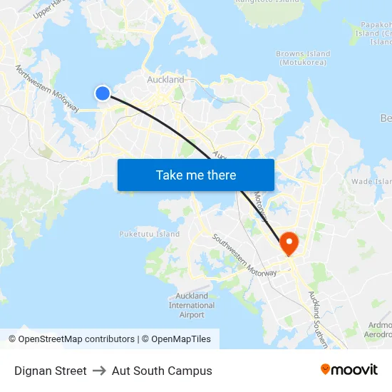 Dignan Street to Aut South Campus map