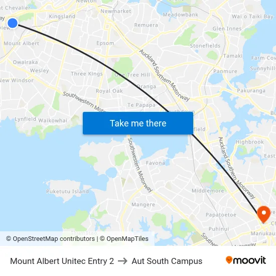 Mount Albert Unitec Entry 2 to Aut South Campus map