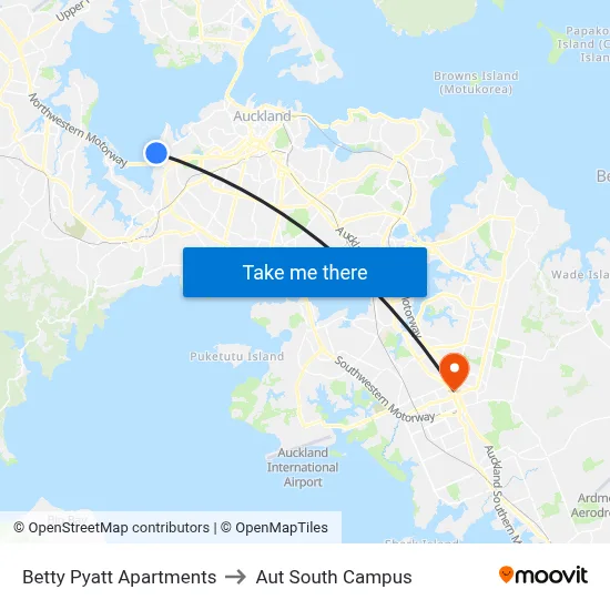 Betty Pyatt Apartments to Aut South Campus map