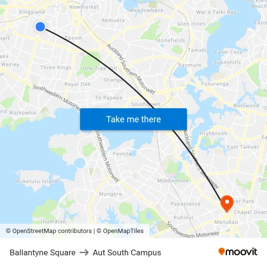 Ballantyne Square to Aut South Campus map