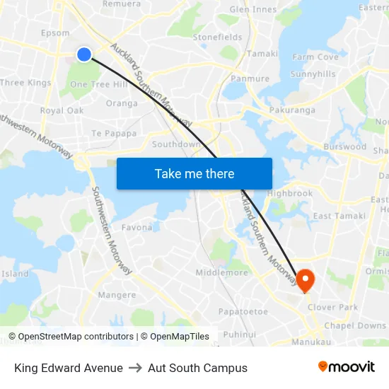 King Edward Avenue to Aut South Campus map