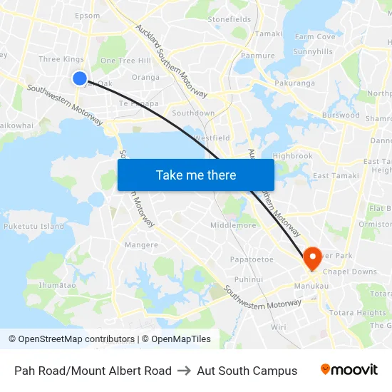 Pah Road/Mount Albert Road to Aut South Campus map