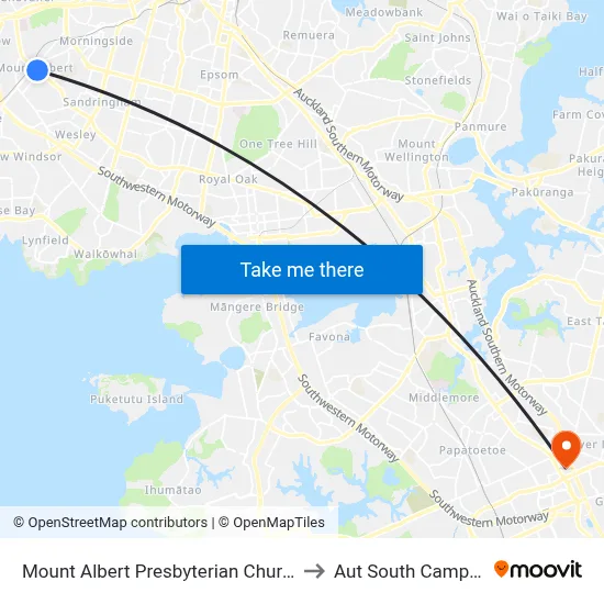Mount Albert Presbyterian Church to Aut South Campus map