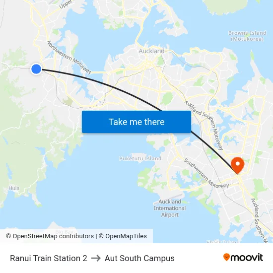 Ranui Train Station 2 to Aut South Campus map