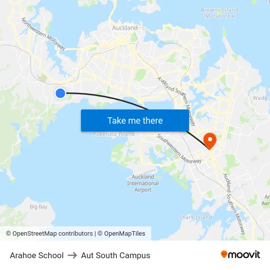Arahoe School to Aut South Campus map