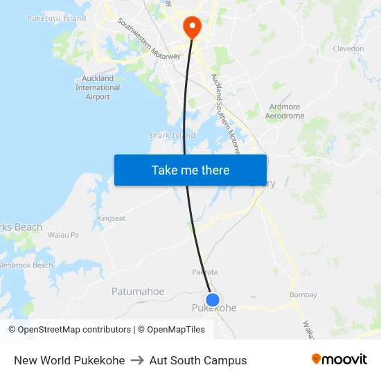 New World Pukekohe to Aut South Campus map