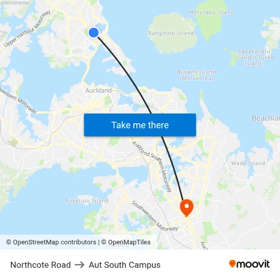 Northcote Road to Aut South Campus map