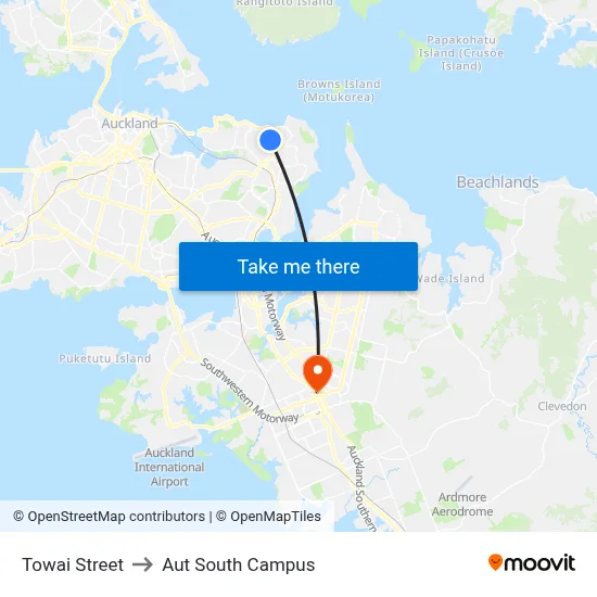 Towai Street to Aut South Campus map