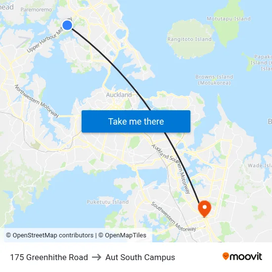 175 Greenhithe Road to Aut South Campus map