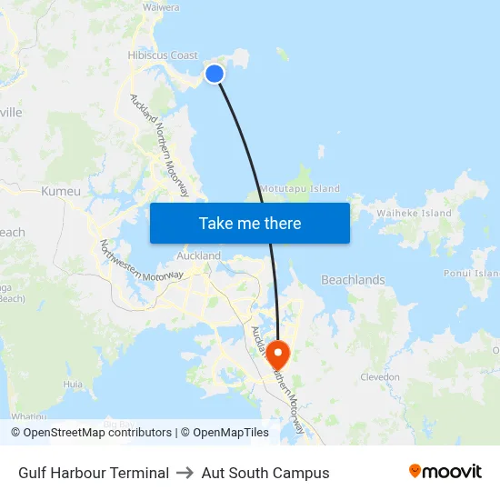Gulf Harbour Terminal to Aut South Campus map