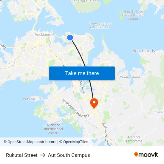 Rukutai Street to Aut South Campus map