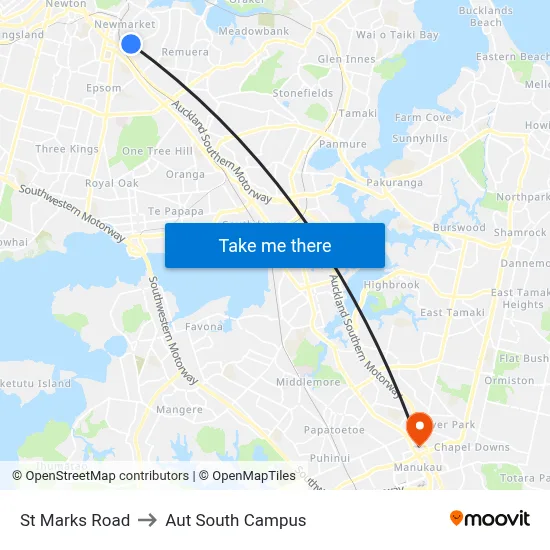 St Marks Road to Aut South Campus map