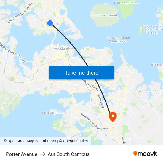 Potter Avenue to Aut South Campus map