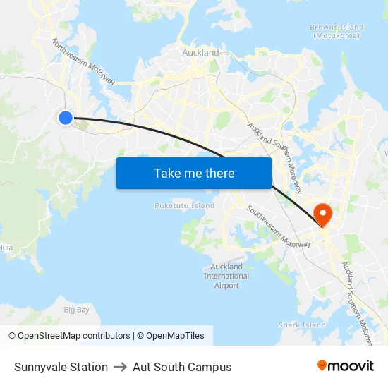 Sunnyvale Station to Aut South Campus map
