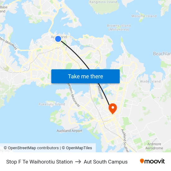 Stop F Te Waihorotiu Station to Aut South Campus map