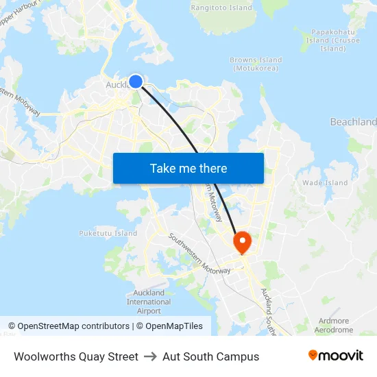 Woolworths Quay Street to Aut South Campus map