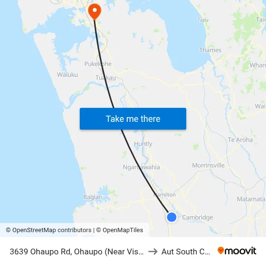 3639 Ohaupo Rd, Ohaupo (Near Visy) (Hail2ride) to Aut South Campus map