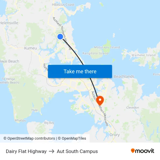 Dairy Flat Highway to Aut South Campus map