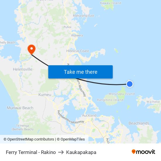 Ferry Terminal - Rakino to Kaukapakapa map