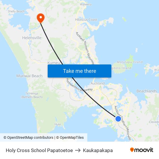 Holy Cross School Papatoetoe to Kaukapakapa map