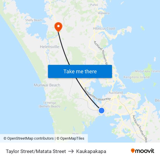 Taylor Street/Matata Street to Kaukapakapa map