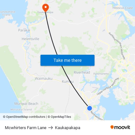 Mcwhirters Farm Lane to Kaukapakapa map