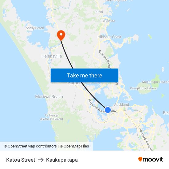 Katoa Street to Kaukapakapa map