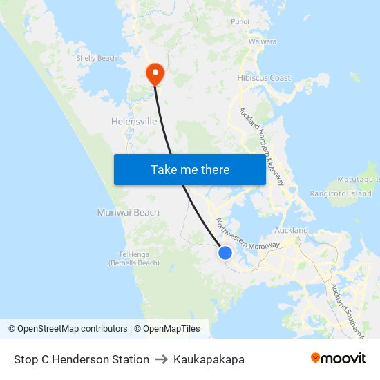 Stop C Henderson Station to Kaukapakapa map