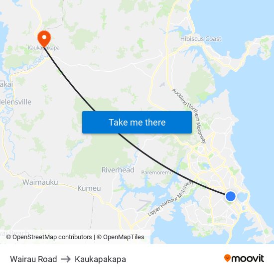 Wairau Road to Kaukapakapa map