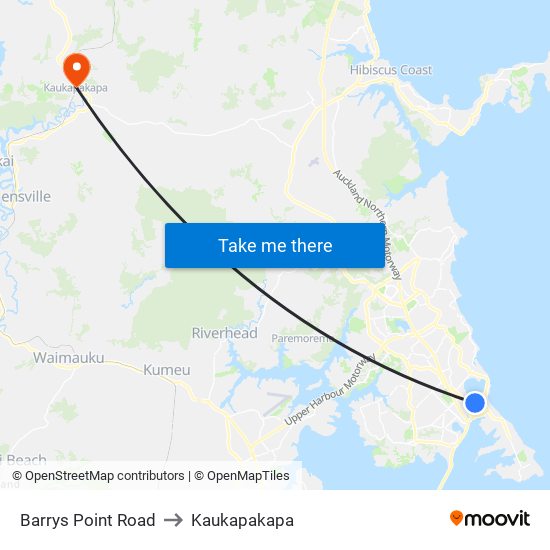 Barrys Point Road to Kaukapakapa map