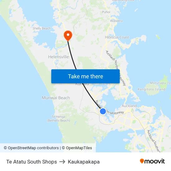 Te Atatu South Shops to Kaukapakapa map