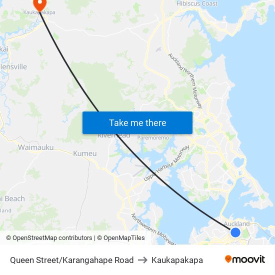 Queen Street/Karangahape Road to Kaukapakapa map