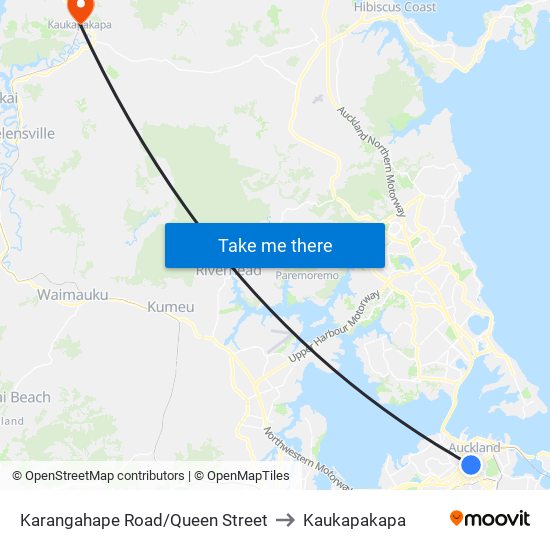 Karangahape Road/Queen Street to Kaukapakapa map