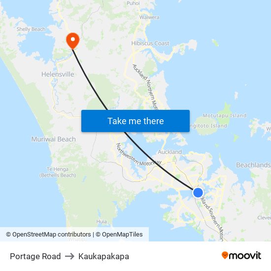 Portage Road to Kaukapakapa map