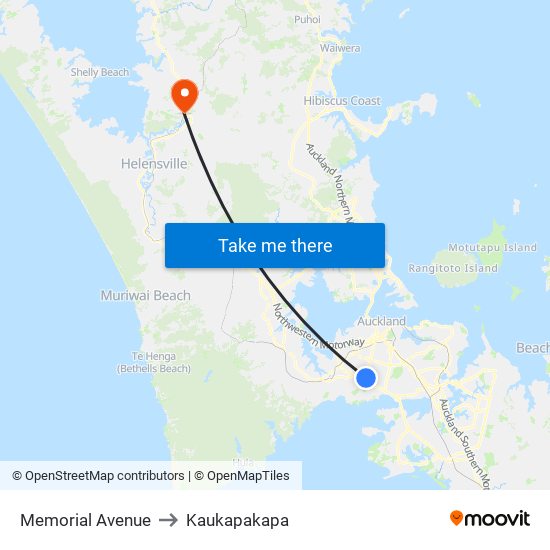 Memorial Avenue to Kaukapakapa map