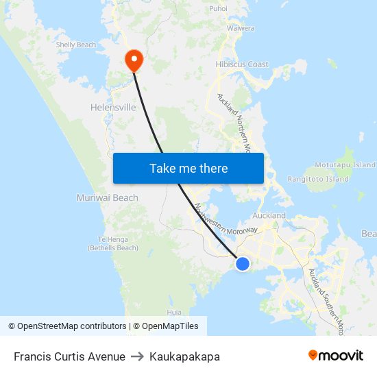 Francis Curtis Avenue to Kaukapakapa map