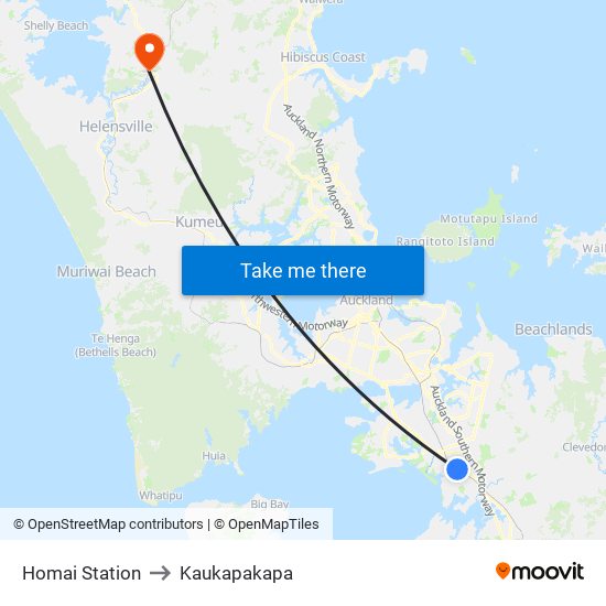 Homai Station to Kaukapakapa map