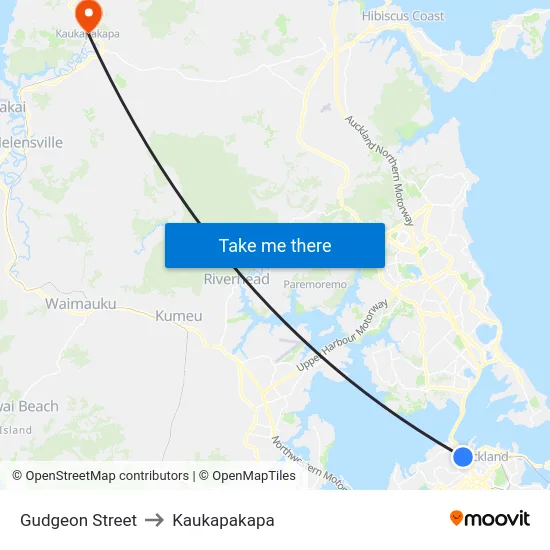 Gudgeon Street to Kaukapakapa map