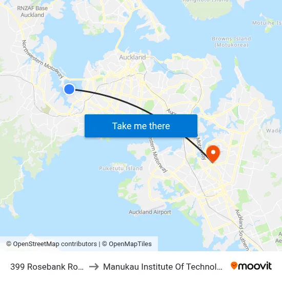 399 Rosebank Road to Manukau Institute Of Technology map