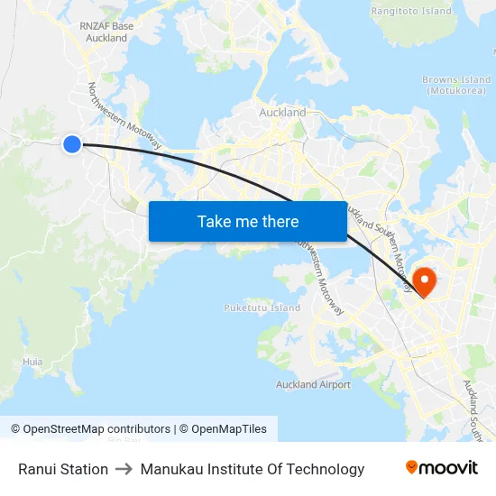 Ranui Station to Manukau Institute Of Technology map