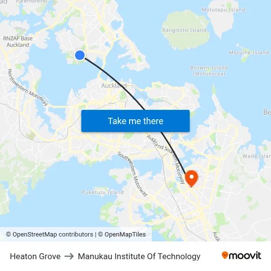 Heaton Grove to Manukau Institute Of Technology map