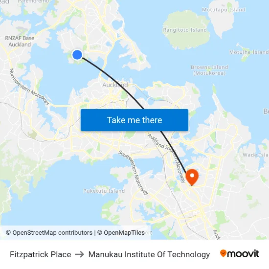 Fitzpatrick Place to Manukau Institute Of Technology map