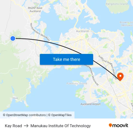 Kay Road to Manukau Institute Of Technology map