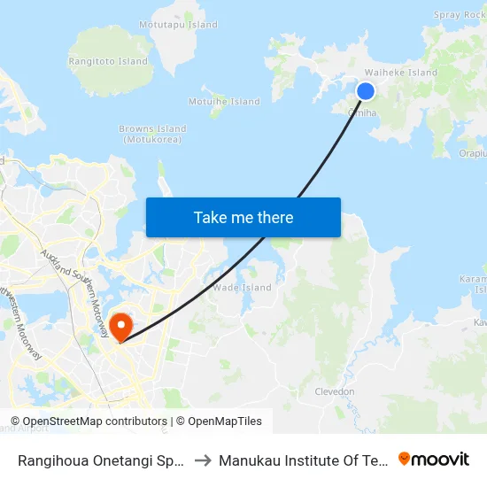 Rangihoua Onetangi Sports Park to Manukau Institute Of Technology map