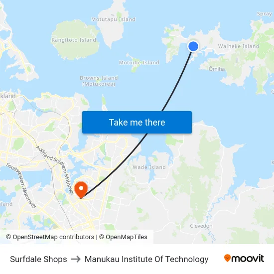 Surfdale Shops to Manukau Institute Of Technology map