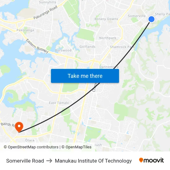 Somerville Road to Manukau Institute Of Technology map